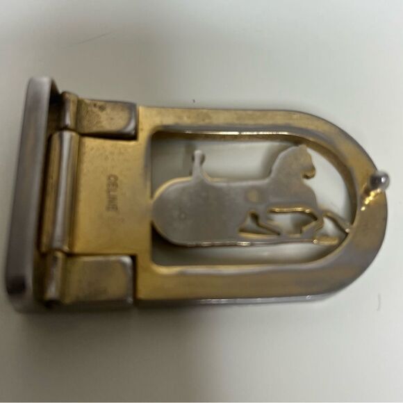 Authentic Old Celine Gold Belt Buckle C And Carriage Motif - Picture 3 of 5
